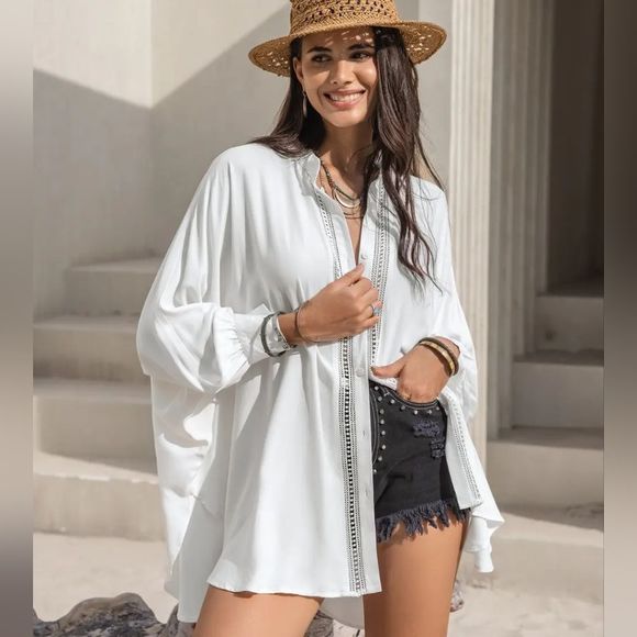 Black Lace Affair Button Shirt - Picture 8 of 8